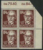 ALLGEMEINE-AUSGABEN 227b VB **, 1948, 84 Pf. Dunkelkarminbraun Bebel Im Viererblock, Pracht, Gepr. Schönherr, Mi. 120.- - Autres & Non Classés