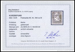 DDR 334vaXI O, 1953, 25 Pf. Braunoilv Virchow, Wz. 2XI, Zeitgerecht Entwertet, Pracht, Kurzbefund Schönherr, Mi. 600.- - Used Stamps