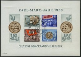 DDR Bl. 9BYII O, 1953, Marx-Block, Ungezähnt, Wz. 2YII, Sonderstempel BERLIN W 8 FÜR FRIEDEN UND VOLKSVERSTÄNDIGUNG, Pra - Oblitérés