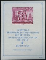 DDR Bl. 10III **, 1954, Block Briefmarken-Ausstellung Mit Abart Punkt über Rechtem Oberem Block-Einfassungsornament, Pra - Oblitérés