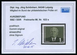 DDR 622a **, 1957, 1 DM Schwarzgraugrün Pieck, Wz. 3X, Pracht, Kurzbefund Schönherr, Mi. 400.- - Used Stamps