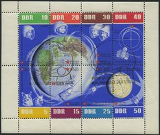 DDR 926-33KB O, 1962, 5 Jahre Sowjetische Weltraumflüge Im Kleinbogen, Rechter Rand Nicht Durchgezähnt, Ersttagssonderst - Used Stamps