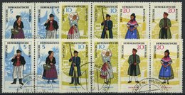 DDR 1074-79 O, 1964, Volkstrachten, 6 Waagerechte Paare (W Zd 144-149), Pracht, Mi. 73.- - Used Stamps