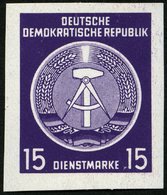 DIENSTMARKEN A D 6NFU (*), 1954, 15 Pf. Schwärzlichviolett Mit Abart Ohne Aufgedruckten Stempel, Ungezähnt, Pracht, Mi. - Other & Unclassified