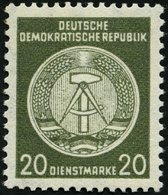 DIENSTMARKEN A D 22IXII **, 1954, 20 Pf. Schwarzgelboliv, Type I, Wz. 2XII, Pracht, Gepr. Jahn, Mi. 350.- - Other & Unclassified