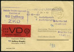 DIENSTMARKEN D VD 1A BRIEF, 1965, 20 Pf. Bräunlichrot/schwarz, Gezähnt 91/2, Auf Brief Aus STOLLBERG, Normale Zähnung, P - Other & Unclassified