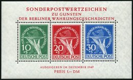 BERLIN Bl. 1II *, 1949, Block Währungsgeschädigte, Beide Abarten, Pracht, Gepr. Lippschütz, Mi. 1000.- - Other & Unclassified