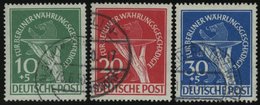 BERLIN 68-70 O, 1949, Währungsgeschädigte, Prachtsatz In Normaler Zähnung, Gepr. Schlegel, Mi. 600.- - Autres & Non Classés