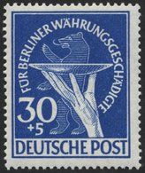 BERLIN 70I **, 1949, 30 Pf. Währungsgeschädigte Mit Abart Senkrechter Schraffierungsstrich In Opferschale, Pracht, Mi. 2 - Otros & Sin Clasificación