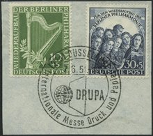 BERLIN 72/3 BrfStk, 1950, Philharmonie, Sonderstempel Düsseldorf-Drupa, Prachtbriefstück, Mi. 130.- - Sonstige & Ohne Zuordnung