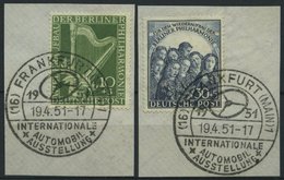 BERLIN 72/3 BrfStk, 1950, Philharmonie, Sonderstempel Frankfurt-IAA, 2 Prachtbriefstücke, Mi. 130.- - Autres & Non Classés