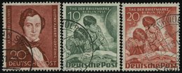 BERLIN 74,80/1 O, 1951, Lortzing Und Tag Der Briefmarke, 3 Prachtwerte, Mi. 125.- - Sonstige & Ohne Zuordnung