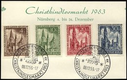 BERLIN 106-09 BrfStk, 1953, Gedächtniskirche, Sonderstempel NÜRNBERG CHRISTKINDLESMARKT, Prachtsatz, Mi. 230.- - Otros & Sin Clasificación