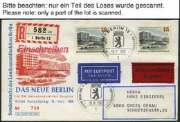 BERLIN 254-65 BRIEF, 1965/6, Berlin Komplett Auf 12 Einschreiben Mit Mehrfachfrankaturen Vom Ersttag, Pracht - Otros & Sin Clasificación