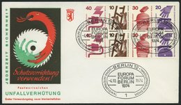 ZUSAMMENDRUCKE H-Bl. 17 BRIEF, 1974, Heftchenblatt Unfallverhütung Auf FDC, Pracht, Mi. 60.- - Se-Tenant