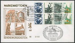 ZUSAMMENDRUCKE H-Bl. 23 BRIEF, 1989, Heftchenblatt Sehenswürdigkeiten Auf FDC, Pracht, Mi. 160.- - Zusammendrucke