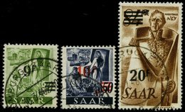 SAARLAND 234/5,237II O, 1947, 9 Fr. Auf 30 Pf., 10 Fr. Auf 50 Pf. Und 20 Fr. Auf 84 Pf., Neuauflage, Nr. 235 In Type II, - Autres & Non Classés