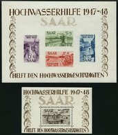 SAARLAND Bl. 1/2 **, 1948, Blockpaar Hochwasserhilfe, Bl. 1 übliche Leichte Druckstellen, Pracht, Mi. 1600.- - Otros & Sin Clasificación