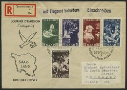 SAARLAND 309-13 BRIEF, 1951, Volkshilfe Auf FDC, Echt Gelaufener Luftpost-Einschreibbrief In Die USA, Pracht - Altri & Non Classificati