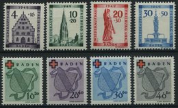 BADEN 38-45A *, 1949, Wiederaufbau Und Rotes Kreuz, Falzrest, 2 Prachtsätze, Mi. 75.- - Autres & Non Classés