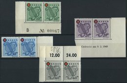 BADEN 42-45 Paar **, 1949, Rotes Kreuz In Waagerechten Paaren, 20 Pf. Mit Druckdatum, Prachtsatz - Otros & Sin Clasificación