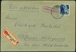 RHEINLAND PFALZ 13 BRIEF, 18.7.47, 75 Pf. Blau Auf Einschreibbrief, 9 Pf.-Teilbarfrankatur (der 84 Pf. Wert Ist Erst Im - Sonstige & Ohne Zuordnung