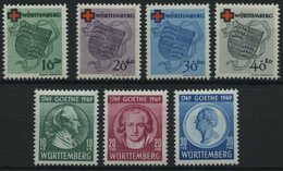 WÜRTTEMBERG 40-46 *, 1949, Rotes Kreuz Und Goethe, Falzrest, 2 Prachtsätze, Mi. 93.- - Sonstige & Ohne Zuordnung