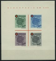 WÜRTTEMBERG Bl. 1I/I *, 1949, Block Rotes Kreuz, Tpye I: Roter Querstrich Links Unterhalb In B In Blockpreis, Falzreste - Autres & Non Classés