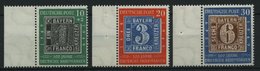 BUNDESREPUBLIK 113-15 **, 1949, 100 Jahre Briefmarken Vom Linken Rand, Prachtsatz - Otros & Sin Clasificación