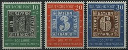 BUNDESREPUBLIK 113-15 **, 1949, 100 Jahre Briefmarken, Prachtsatz, Mi. 100.- - Autres & Non Classés