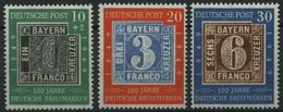 BUNDESREPUBLIK 113-15 **, 1949, 100 Jahre Briefmarken, Prachtsatz, Mi. 100.- - Otros & Sin Clasificación