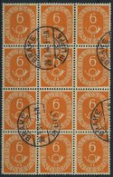 BUNDESREPUBLIK 126 O, 1951, 6 Pf. Posthorn Im Zwölferblock, Stempel BRAKE IN LIPPE, Die Untere Reihe Teils Kleine Zähnun - Other & Unclassified