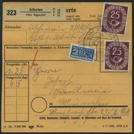 BUNDESREPUBLIK 131 BRIEF, 1954, 25 Pf. Posthorn, 5x Als Mehrfachfrankatur Auf Paketkarte Aus ALIKOFEN, Pracht - Otros & Sin Clasificación