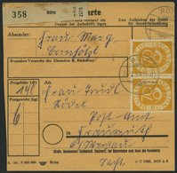 BUNDESREPUBLIK 136 Paar BRIEF, 1954, 70 Pf. Posthorn Im Waagerechten Paar Als Seltene Mehrfachfrankatur Auf Paketkarte A - Otros & Sin Clasificación