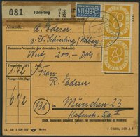 BUNDESREPUBLIK 136 Paar BRIEF, 1954, 70 Pf. Posthorn Im Senkrechten Paar Als Mehrfachfrankatur Auf Paketkarte Aus SCHIER - Otros & Sin Clasificación