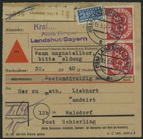 BUNDESREPUBLIK 137 Paar BRIEF, 1954, 80 Pf. Posthorn Im Senkrechten Paar Als Mehrfachfrankatur Auf Nachnahme-Paketkarte - Other & Unclassified