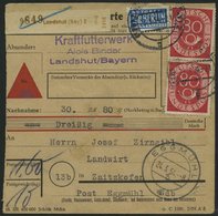 BUNDESREPUBLIK 137 Paar BRIEF, 1954, 80 Pf. Posthorn Im Senkrechten Paar Als Mehrfachfrankatur Auf Nachnahme-Paketkarte - Otros & Sin Clasificación