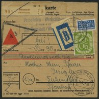 BUNDESREPUBLIK 138 BRIEF, 1953, 90 Pf. Posthorn, Einzelfrankatur Mit Klebezettel Auf Nachnahme-Paketkarte Aus NEUSTADT ( - Otros & Sin Clasificación