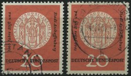 BUNDESREPUBLIK 255I/II O, 1957, Aschaffenburg, Je Mit Abart Una Statt Und Und Obere Steinfuge Fehlt, üblich Gezähnt Prac - Other & Unclassified