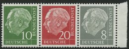 ZUSAMMENDRUCKE W 22YII **, 1960, Heuß Wz. Liegend 10 + 20 + 8, Nachauflage, Pracht, Mi. 70.- - Used Stamps