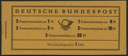 MARKENHEFTCHEN MH 4Xv **, 1958, Markenheftchen Heuss/Ziffer, Deckel Dunkelchromgelb, Pracht, Mi. 100.- - Autres & Non Classés
