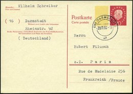 GANZSACHEN P 44I BRIEF, 1960, 20 Pf. Heuss, Breiter Fluoreszierender Beidruck, Stempel DARMSTADT, Rückseitig Unbeschrift - Collections