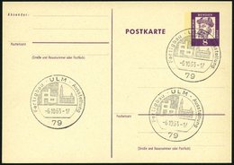 GANZSACHEN P 73 BRIEF, 1962, 8 Pf. Gutenberg, Postkarte In Grotesk-Schrift, Leer Gestempelt Mit Sonderstempel ULM FERTIG - Collections