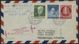 ERST-UND ERÖFFNUNGSFLÜGE 2441A BRIEF, 26.4.53, Berlin-Barranquilla, Frankiert Mit Berlin Nr. 86 Und 87, Prachtbrief - Storia Postale