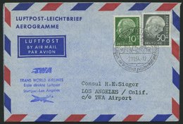 ERST-UND ERÖFFNUNGSFLÜGE 2493 BRIEF, 2.11.54, Stuttgart-Los Angeles, Prachtbrief - Covers & Documents