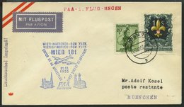 ERST-UND ERÖFFNUNGSFLÜGE 2509 BRIEF, 31.10.55, Wien-München, österreichische Frankatur, Prachtbrief - Storia Postale