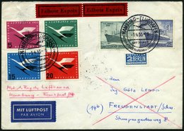 LUFTHANSA - ERSTFLÜGE 2 BRIEF, 1.4.1955, Eröffnung Des Innerdeutschen Flugverkehrs Mit Convair CV-240, HAMBURG-FRANKFURT - Cartas & Documentos
