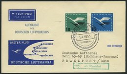 DEUTSCHE LUFTHANSA 18 BRIEF, 1.4.1955, Düsseldorf-Frankfurt/Main, Prachtbrief - Cartas & Documentos