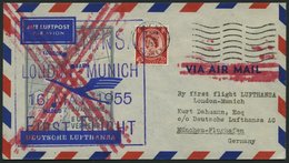 DEUTSCHE LUFTHANSA 29 BRIEF, 16.5.1955, London-München, Rückseitig L2 Auf Anordnung Der OPD München Kein Ankunftsstempel - Lettres & Documents