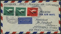 DEUTSCHE LUFTHANSA 31 BRIEF, 17.5.1955, Hamburg-Paris, Prachtbrief - Storia Postale